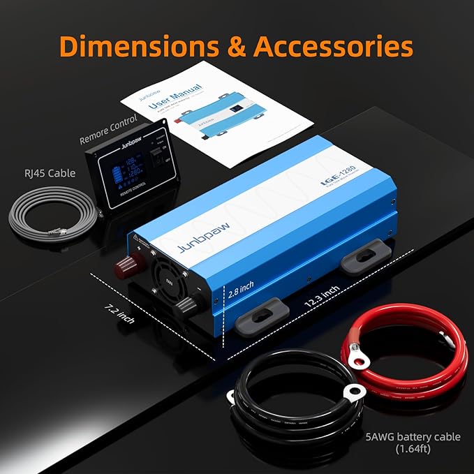 1280W Pure Sine Wave Power Inverter - 3600W Surge, Game-Changing Design | 12V to 120V AC Converter for Home, RV, Camping, Off-Grid & Outdoor Adventures