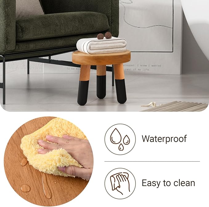 Rubber Wood 9" Round Plant Stand |Dip Dyed Black Stool, Wood Riser |Milking Stool (8" H)