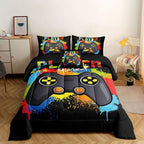 6 Pieces Gaming Bedding Set for Boys Gamer Comforter Set Full Size,Game Controller Comforter for Boys Kids 6 Pieces Bed in A Bag 3D Gamepad Microfiber Bedding Sets,DJT H5019 Full