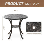 Cast Aluminum Patio Dining Set, Outdoor Bistro Set, 31.5"" Round Patio Table with Umbrella Hole, 2 Patio Chairs for Yard Porch Garden Balcony, Bronze 4