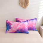A Nice Night Galaxy Bedding Sets Outer Space Comforter 3D Printed Space Quilt Set Queen Size Glitter Pink Color,for Children Boy Girl Teen Kids