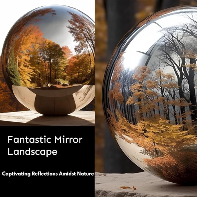 12 Inch Stainless Steel Gazing Globe,v2croft Hollow Ball Mirrored Surface Polished Shiny Sphere,Garden Stainless Steel Gazing Ball for Outdoor Lawn Pond Yard Ornament(Silver)