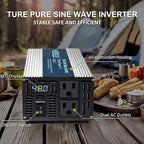 WZRELB 600W Pure Sine Wave Inverter 48V DC to 110V 120V AC Power Converter with LED Display, Off-Grid Portable Power Inverter with 2 AC Outlets for Home, RV, Truck, Camping