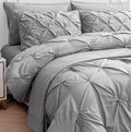 LANE LINEN Twin Comforter Set with Sheets, 5 Piece Twin Bed in a Bag Set, Pintuck Twin Bedding Sets, Ultra Soft Twin Bed Set, Fluffy Comforter, Twin Size Comforter Set with Pillowcases & Shams-Silver