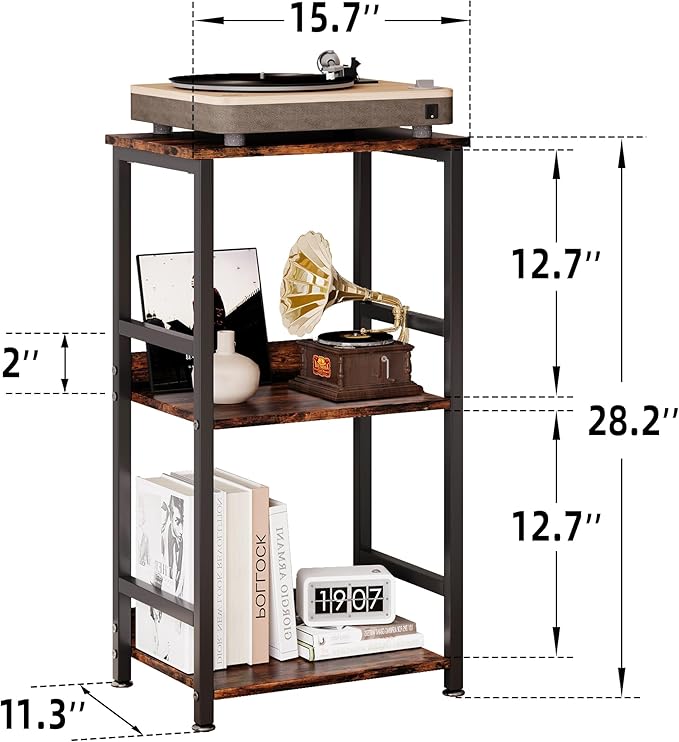 Small Bookshelf for Small Spaces, 3 Tier Small Book Shelf Organizer, Narrow Bookcase for Small Spaces, Small Bookcase for Bedroom, Living Room, Home, Office, 120 lbs Weight Capacity (Brown)