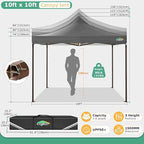 COBIZI 10x10 Pop Up Heavy Duty Canopy with 4 Sidewalls and Hexagonal Legs, Easy up Tent for Events, Parties, Camping, Outdoor Canopy with Portable Bag, Waterproof & UPF50+ (White)