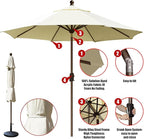 EliteShade USA 10-Year-Non-Fading 10Ft Market Umbrella Patio Umbrella Outdoor Table Umbrella with Ventilation, Natural