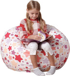 Aubliss Stuffed Animal Bean Bag Storage Chair, Beanbag Covers Only for Organizing Plush Toys, Turns into Bean Bag Seat for Kids When Filled, Large 38"-Canvas Pattern Sparkling Star