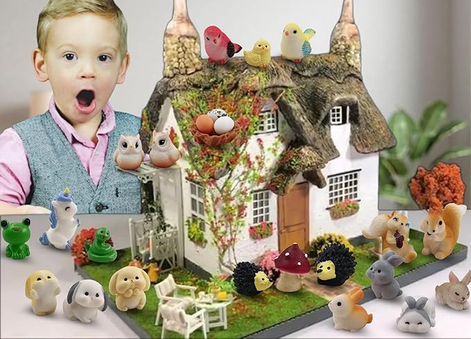 30 Pcs Tiny Resin Animals to Hide Mini Forest Animals Figurines for Miniature Garden Fairy Garden Succulents Plants Ornaments