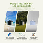 Patiowell 8 x 10 FT Resin Outdoor Storage Shed with Floor, Plastic Shed with Window and Lockable Door for Garden, Backyard, Tool Storage Use, Easy to Install in Brown (Kick-it Shed)