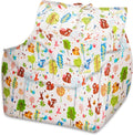 Posh Creations Structured Comfy Bean Bag Chair for Gaming, Reading, and Watching TV, Newport Chair, Canvas - Forest Critters on White