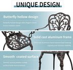Outdoor Bistro Table and Chairs Set of 2 Cast Aluminum Patio Bistro Set with Umbrella Hole, All Weather Bistro Table Set for Garden, Bronze