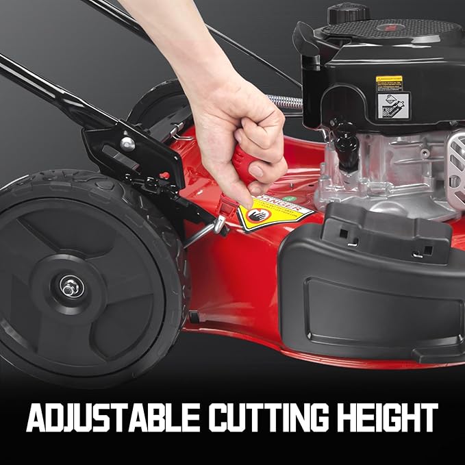 PowerSmart 21-Inch Gas Push Lawn Mower with 125cc Briggs and Stratton Engine, 2-in-1 Mulching Lawn Mower with Side-Discharge, 6-Positions Adjustable Cutting Height (B8721C)