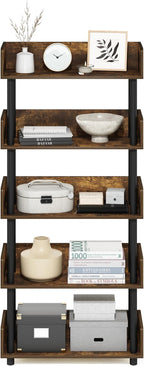 Furinno Turn-N-Tube 5-Tier Toolless Display Rack, Amber Pine/Black