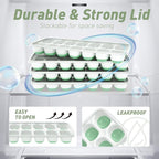 ChefAide Ice Cube Tray with Lid and Bin, 3 Packs 42 Cubes Silicone Plastic Ice Cube Trays for Freezer, Stackable Ice Tray with Container, Ice Scoop for Drinks, Coffee and Cocktails