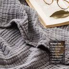 EMME Cotton Throw Blanket for Couch Soft Muslin Blankets 50"x60" Lightweight Breathable Blanket All Season Gauze Blanket, Grey