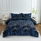 NTBED 3D Geometric Comforter Set for Boys Kids, Irregular Diamond Pattern Lightweight Microfiber Bedding Sets All Season (Dark Blue, Twin)