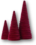 Your Heart's Content Set of 3 Burgundy Velvet Trees, Luxurious Handcrafted Home Decor, Valentine Tabletop Tree, Bookshelf Office, Winter Mantel Accents, Elegant Charm Gift for (Burgundy)