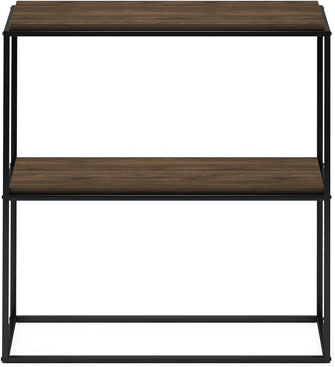 Furinno Moretti Modern Wide Stackable Metal Shelf, Columbia Walnut