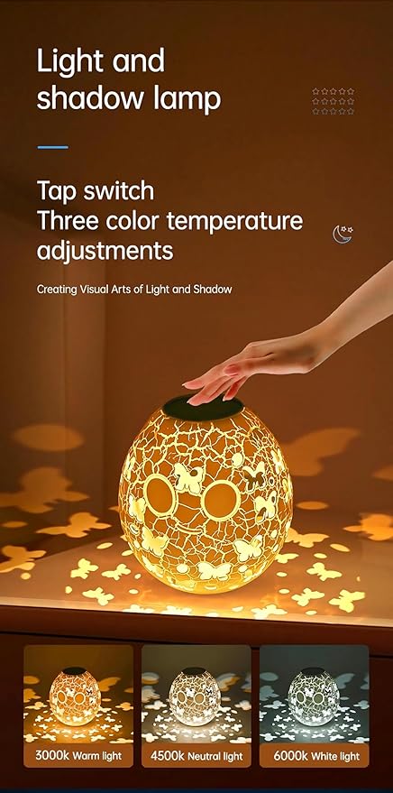 LED Bedside lamp ，Table Lamp for Home Office，RGB 16 Colors，Multiple Lighting Modes Desk Lamps，Atmosphere Lights Suitable for Various Holidays（Moon）
