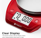Etekcity Food Kitchen Scale with Bowl, 0.1g, Grams and Ounces | 11lb/5kg capacity with tare, removable bowl, ideal for baking, coffee, meal prep and portion control, Stainless Steel, Red