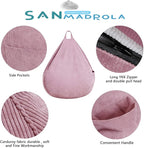 Stuffed Animal Storage Bean Bag Chair Cover (No Beans) for Kids and Adults.Soft Premium Corduroy Stuffable Beanbag for Organizing Children Plush Toys or Memory Foam Extra Large 300L (Pink)