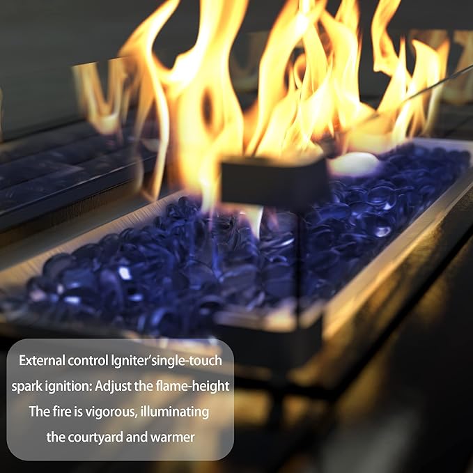 Patio Furniture Sectional Sofa Set 13-Pieces PE Rattan Swivel Rocking Chairs Patio Conversation Set w/43in Gas Fire Pit Table, Outdoor Furniture with 55000 BTU Propane Fire Pit, Grey