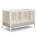 Graco Teddi 5-in-1 Convertible Crib (White with Driftwood) – GREENGUARD Gold Certified, Converts to Daybed, Toddler & Twin Bed with Headboard and Footboard, Adjustable Mattress Height