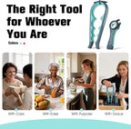 Jar Opener Bottle Opener, 5-in-1 Multi-Function Can Opener with Ergonomic Non-Slip Handle, Kitchen Tool Set for Weak Hands, Seniors with Arthritis, Blue