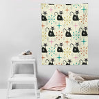 ICMOLYYENLO Abstract Cat Tapestry, Medieval Abstract Atomic Star Cat Vintage Home Wall Hanging Art Tapestry for Bedroom Living Room Dormitory 50x60 Inch