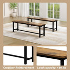Recaceik Dining Table Set for 4 Kitchen Dining Room Set with 2 Dinner Benches, Farmhouse Breakfast Table for Apartment Small Space, Easy Assembly