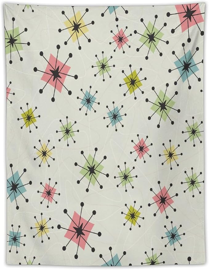 ICMOLYYENLO Abstract Cat Tapestry, Medieval Abstract Atomic Star Cat Vintage Home Wall Hanging Art Tapestry for Bedroom Living Room Dormitory 50x60 Inch