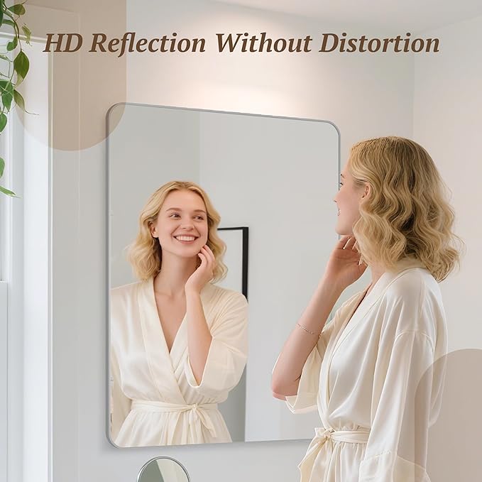 Bathroom Mirror 60" x 36", Large Rectangle Wall Mirror, Silver Metal Frame Wall Mounted Mirrors for Bathroom, Vanity, Bedroom, Entryway Decor(Horizontal/Vertical)