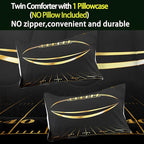 Bodhi Black and Gold Football Comforter Set Queen for Boys Kids Sport Comforter Football Bedding Set American Football Comforter with Pillowcase,Soft Football Quilt,Queen Size