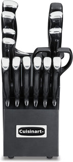 Cuisinart 15-Piece Knife Set with Block, High Carbon Stainless Steel, Forged Triple Rivet (Black/Black)