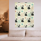 ICMOLYYENLO Abstract Cat Tapestry, Medieval Abstract Atomic Star Cat Vintage Home Wall Hanging Art Tapestry for Bedroom Living Room Dormitory 50x60 Inch