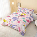 Kawaii Cats Comforter King Size,Pink Cats Kids Comforter Set,3Pcs Bedding Set Printed Comforter with 2 Pillowcases,Down Alternative,Soft and Lightweight,for All Seasons