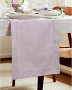 Solino Home Linen Lilac Table Runner 72 Inches Long - 100% Pure Linen Hemstitch Table Runner 14 x 72 Inch for Dresser, Dining - Classic Hemstitch