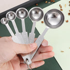 Stainless Steel Measuring Spoons Set, Metal Teaspoon & Tablespoon, Set of 5 | Measuring Spoon, Coffee Bar Kitchen Appliances & Apartment Essentials for Coffee Baking, Gifts for Mom & Coffee Lover