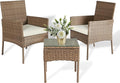 3 Pieces Patio Set Balcony Furniture Sets for Apartments.Bistro Furniture Set, Conversation Sets with Coffee Table, for Porch, Patio, Garden and Removable Cushions Beige