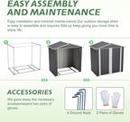 4×6 Ft Metal Outdoor Storage Shed with Floor Base, 0.25mm Galvanized Steel Metal Garden Shed Waterproof with Lockable Door for Backyard, Patio, Garden, Dark Grey