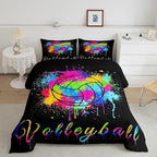 Feelyou Kids Volleyball Comforter Set Queen Size Sports Game Bedding Set for Boys Girls Teens Bedroom Decor Tie Dye Comforter Women Men Volleyball Player Duvet Set with 2 Pillow Case