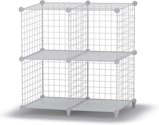 HOMIDEC Wire Cube Storage, Storage Shelves 4 Cube Bookshelf Bookcase Closet Organizer and Storage, Wire Storage Shelves Multi-Use DIY Storage Cube Shelf for Books, Toys, Clothes, Tools