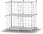 HOMIDEC Wire Cube Storage, Storage Shelves 4 Cube Bookshelf Bookcase Closet Organizer and Storage, Wire Storage Shelves Multi-Use DIY Storage Cube Shelf for Books, Toys, Clothes, Tools