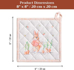 Maison d' Hermine Pot Holders 100% Cotton Potholders (8" x 8", Pack of 2) | Heat Resistant Hot Pads with Loop BBQ Cooking Baking Farmhouse Kitchen Handling Hot Pans Spring Summer - Bunny Party