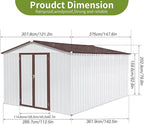 12x10FT Heavy-Duty Metal Storage Shed, Extra-Large Outdoor Shed with Apex Roof, Steel Vents & Hinged Door, Includes Free Padlock for Secure Tool & Equipment Storage (Easy Assembly)