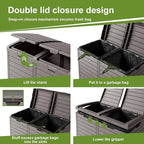 62 Gallon Outdoor Trash Can with Tiered Lid and Drip Tray,Waterproof Resin Waste Bin Indoor,Durable,Stylish,Lightweight Garbage Bin for Patio,Kitchen,Backyard and Office(Grey)