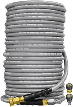 3/8" 4800PSI Pressure Washer Hose 200FT with Swivel Quick Connect for Cold/Hot Water Max 248°F, Kink Resistant Steel Wire Braided, Wear Resistant Power Washer Hose with M22 14mm Adapter