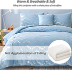 King Comforter Set Blue/Silver Metallic Print Glitter Bedding Set Cute Shinny Bed Sets for Teen Girls Kids Women, 4 Piece (2 Pillowcases, 1 Decorative Pillow Sham)