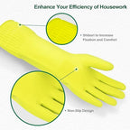 DABOGOSA Mamison 2 Pairs Reusable Waterproof Household Dishwashing Cleaning Rubber Gloves, Non-Slip Kitchen Glove (Green, Large (Pack of 2))